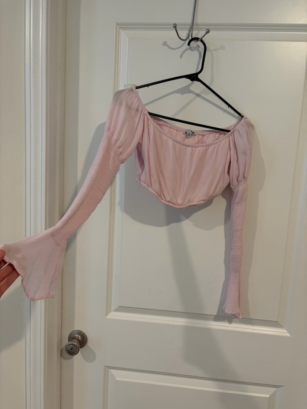 Fashion Nova Pink Long Sleeve Crop Top